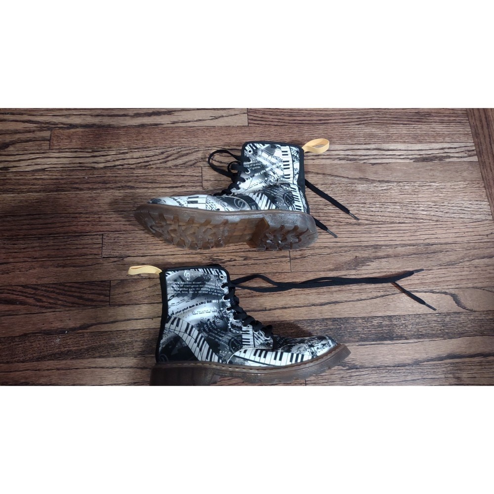 Musical Note Piano Canvas Combat Boots Women's Size 8.5 Sheet Music Beethoven - Picture 9 of 11